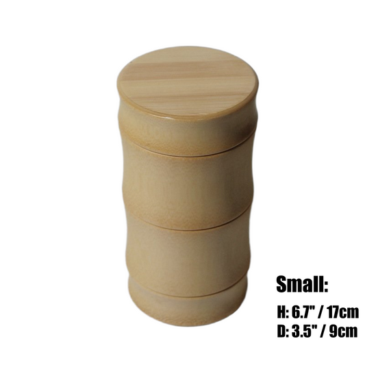 Small bamboo tea canister, 17cm height, airtight for loose tea