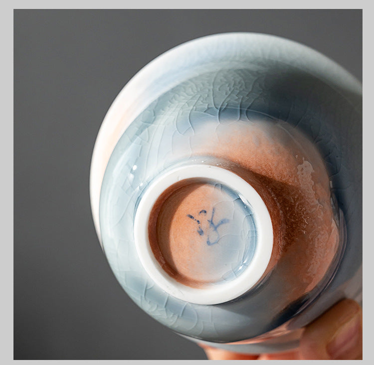 Underside of salt kiln gaiwan showing unglazed base and natural effect