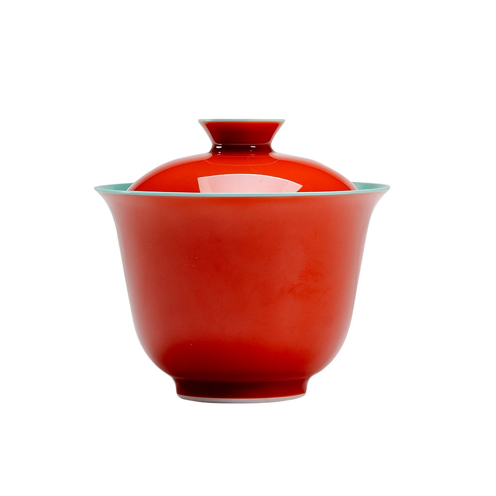 120ml gaiwan with burnt orange glaze and jade-green celadon interior
