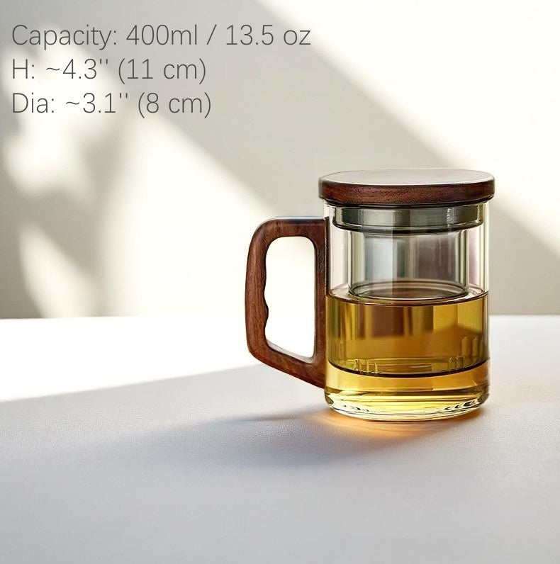 Tea mug dimension guide, 13.5oz capacity and ergonomic design
