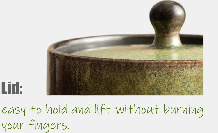 Lid design of ceramic teapot, easy to lift without burning fingers