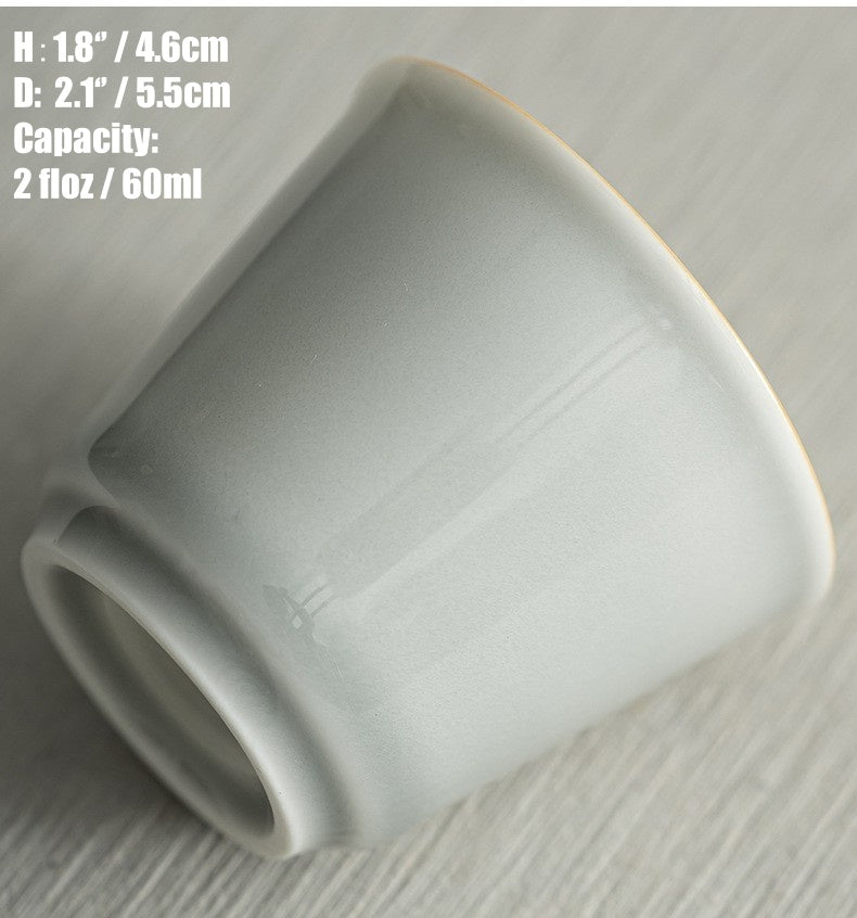 Set of 3 Muted Gray Gongfu Teacups | 60ml Minimalist Porcelain Cups