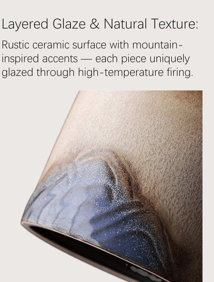 Ash-blue and cream layered glaze on yokode kyusu surface