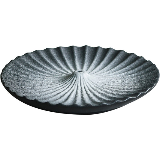 Japandi ceramic incense tray in mountain-shaped design, minimalist black