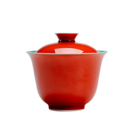 120ml gaiwan with burnt orange glaze and jade-green celadon interior