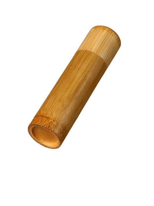 Portable bamboo tea canister with natural finish, travel-friendly